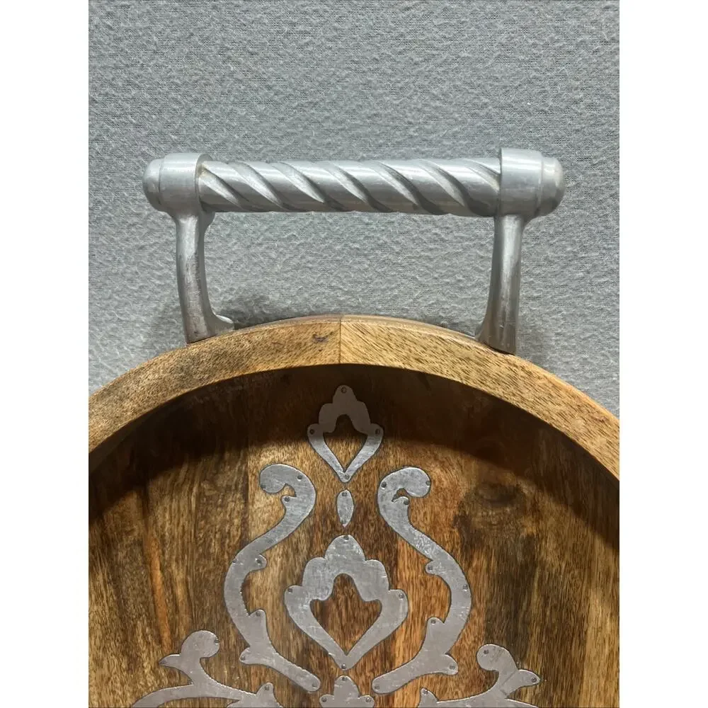 GG Collection Heritage Collection Oval Tray Featuring A Hand-Carved Metal Handle